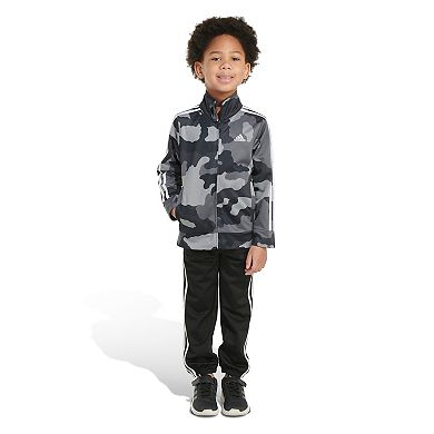 Boys 4-7 adidas Allover Camo Print Zip-Up Jacket & 3-Stripe Pants Set