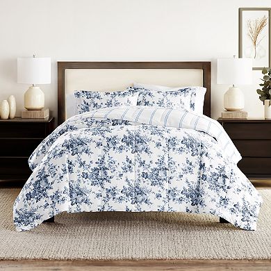 Home Collection Cabbage Rose Stripe All Season Down-Alternative Comforter Set