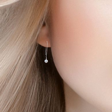 Aleure Precioso Sterling Silver Freshwater Cultured Pearl Drop Elongated Fishhook Earrings