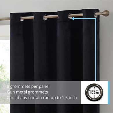 THD Grace Velvet Premium Soft Grommet Window Treatment Curtain Drapery Panels - Set of 2 Panels