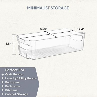 4 Pack Stackable 12.5 x 6 Acrylic Fridge Storage Organizer Bin