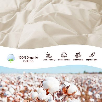 Unikome Medium Weight Organic Goose Down Comforter Fluffy Duvet Insert for All-Season
