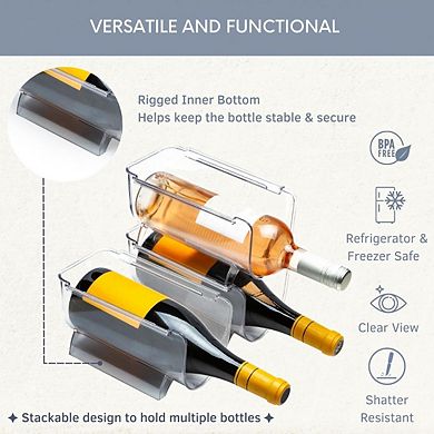 6 Pack Acrylic Wine Bottle Holder Storage Organizer Bin