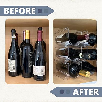 6 Pack Acrylic Wine Bottle Holder Storage Organizer Bin