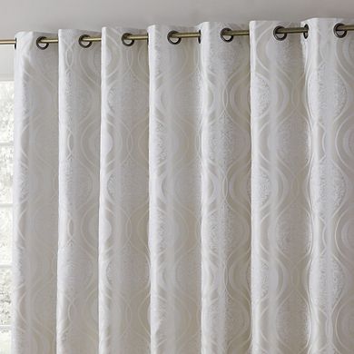 THD Sophia Damask 100% Complete Blackout Grommet Curtain Panel Sliding Glass Patio Door -  100 W x 84 L