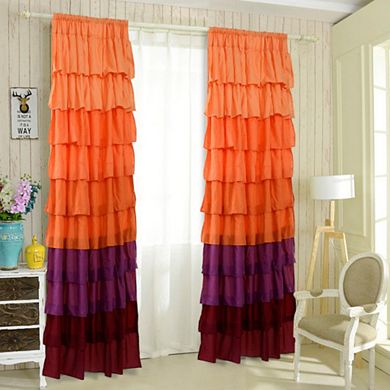 Ruffle Sheer Curtain Panels Drapes Valances Rod Pocket Polyester