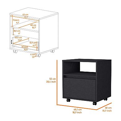 Duncan Nightstand, Top Open Shelf, 1 Drawer