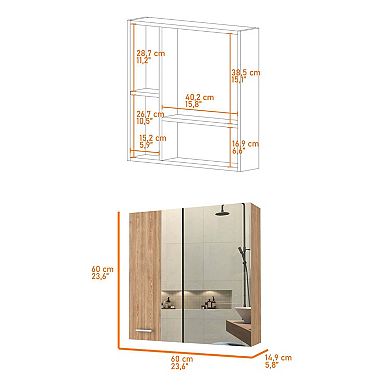 Kenya Medicine Cabinet, Mirror, Double Door, Four Interior Shelves