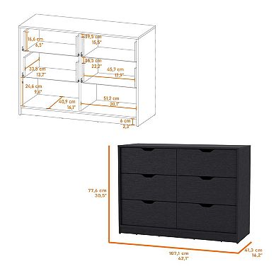 Dillon 4 Drawers Dresser, Chest of Drawers with 2 Cabinets