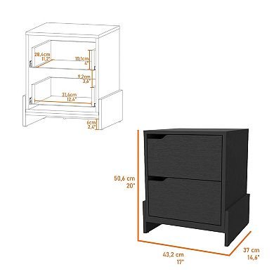 Lovell Nightstand with Sturdy Base and 2-Drawers