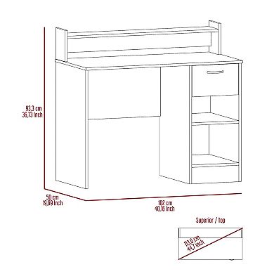 Charlotte Computer Desk with 2 Storage Shelves and Drawer