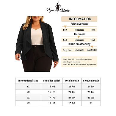 Plus Size Jacket For Women Ruffle Front Work Long Sleeve Cardigans Jackets