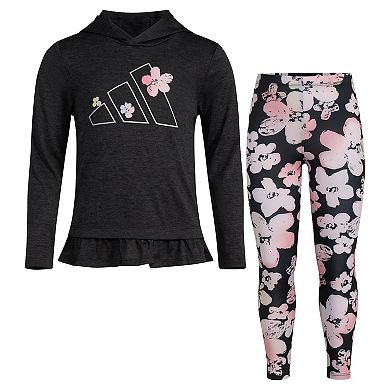 Girls 4-6x adidas Hooded Ruffle Top & Leggings Set