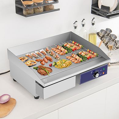 Commercial Electric Griddle with Adjustable Temperature Control-Silver