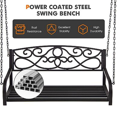 Outdoor 2-Person Metal Porch Swing Chair with Chains