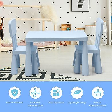 3 Pieces Toddler Multi Activity Play Dining Study Kids Table and Chair Set