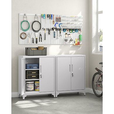 Steel Storage Cabinet, Office Cabinet With Storage Shelves And Double Doors