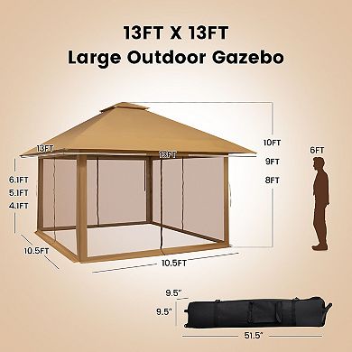 13 x 13 Feet Pop-up Instant Canopy Tent with Mesh Sidewall