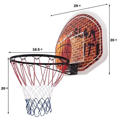 Wall Mounted Fan Backboard with Basketball Hoop and 2 Nets