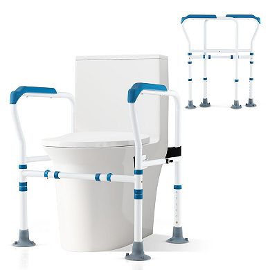 Toilet Safety Rail with Adjustable Height for Elderly-Blue