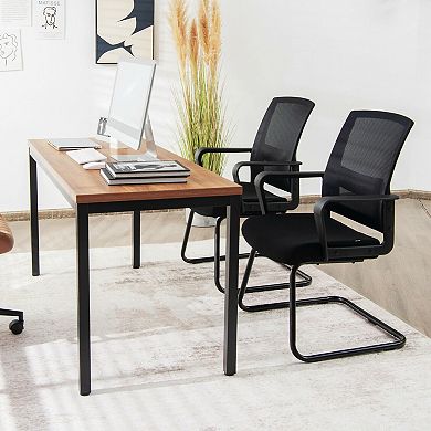 Set of 2 Conference Chairs with Lumbar Support - Black