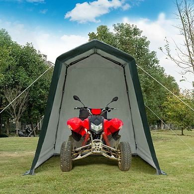 Outdoor Carport Shed with Sidewalls and Waterproof Rip stop Cover - 6 x 8 ft