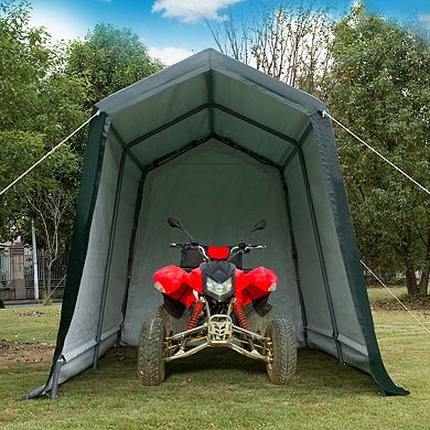 Outdoor Carport Shed with Sidewalls and Waterproof Rip Stop Cover - 7 x 12 ft