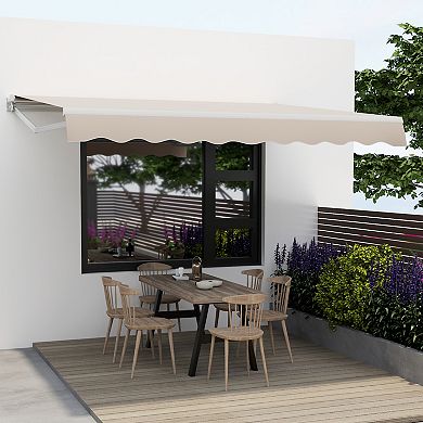 Retractable Patio Awning Aluminum Sunshade Shelter-Beige