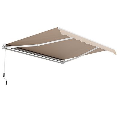 Retractable Patio Awning Aluminum Sunshade Shelter-Beige