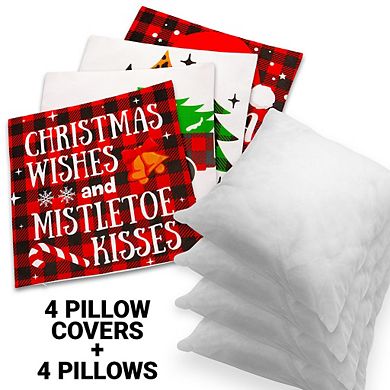 G128 Christmas Pine Spruce Waterproof Pillow, Set Of 4
