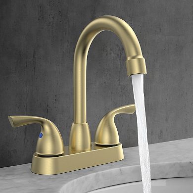 Bianca 4 in. Surface Mounted 2 Handles Bathroom Faucet with Drain Kit Included in Brushed Gold