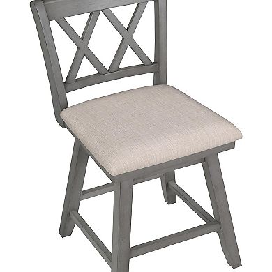 Brookline 37.5 in. High Back Wood Swivel Bar Stool with Fabric Seat