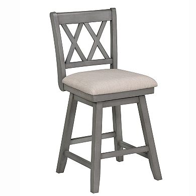 Brookline 37.5 in. High Back Wood Swivel Bar Stool with Fabric Seat
