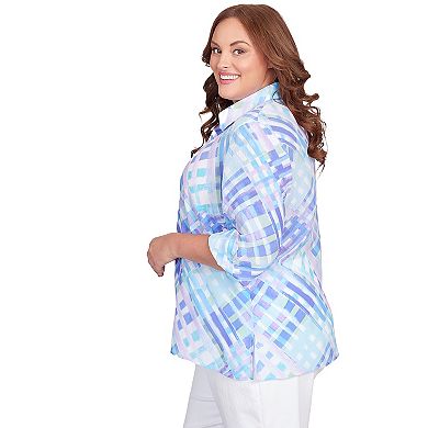 Plus Size Alfred Dunner Lattice Plaid Button Down Top