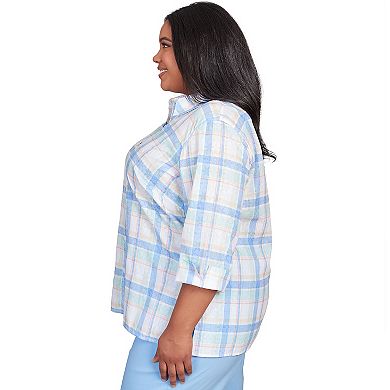 Plus Size Alfred Dunner Neutral Plaid Button Down Top