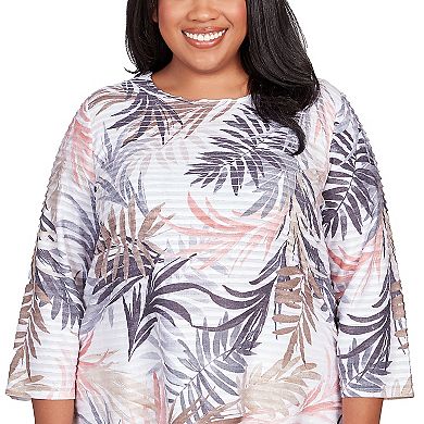 Plus Size Alfred Dunner Textured Leaves Crewneck Top