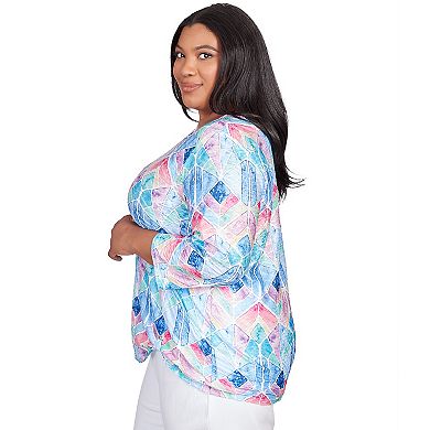 Plus Size Alfred Dunner Stained Glass Grommet Hem Top