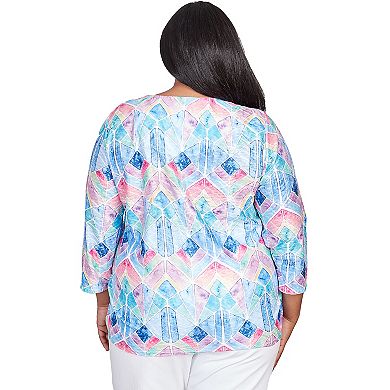 Plus Size Alfred Dunner Stained Glass Grommet Hem Top