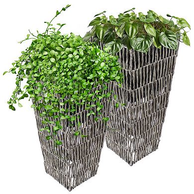 Sunnydaze Set Of 2 Hyacinth Poly-wicker Tall Planters