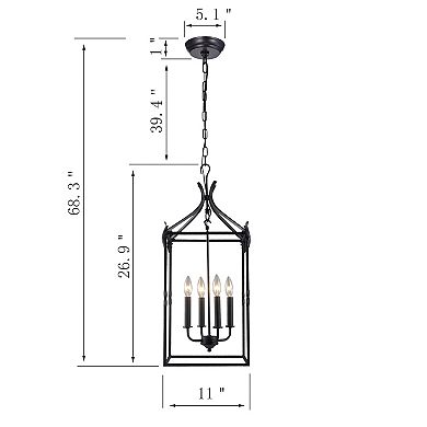 Greenville Signature 4-Light Lantern Geometric Pendant for Dining/Living Room, Kitchen, Bedroom, Office