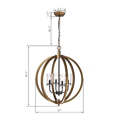 Greenville Signature 4-Light Globe Chandelier for Dining/Living Room, Bedroom, Entryway
