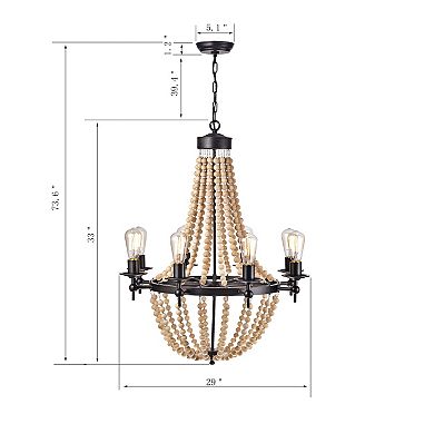 Greenville Signature 8-Light Candle Style Chandelier With Wood Accents