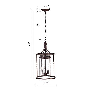 Greenville Signature 3-Light Lantern Square Pendant For Dining/Bedroom, Hallway