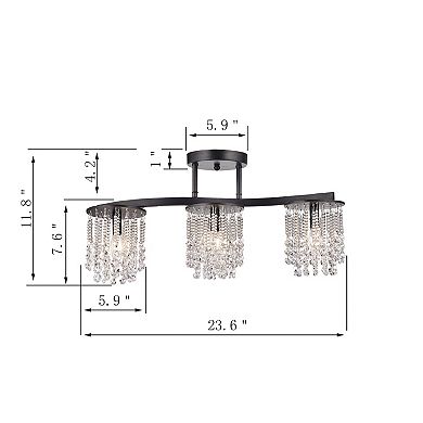 Greenville Signature 3-Light Cluster Cylinder Semi Flush Mount for Dining/Living Room, Bedroom, Office, Entryway