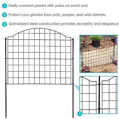 Sunnydaze 5-piece Arched Grid Steel Garden Border Fence - 12.5 Ft - Black