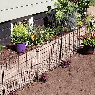 Sunnydaze 5-piece Arched Grid Steel Garden Border Fence - 12.5 Ft - Black