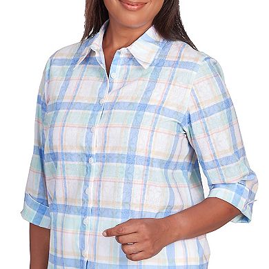 Women's Alfred Dunner Cool Plaid Button Down Top