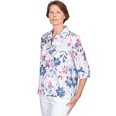 Women's Alfred Dunner Floral Burnout Button Down Top