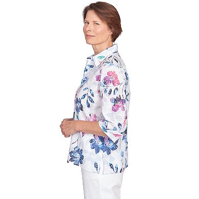 Women's Alfred Dunner Floral Burnout Button Down Top
