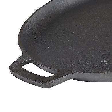 Sunnydaze Seasoned Cast Iron Pizza Pan With Handles - 13.75-inch